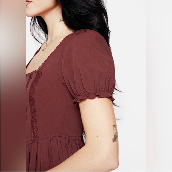 NWOT Disturbia Burgundy Square-Neck Maxi Dress Size US 10 - Picture 5 of 7